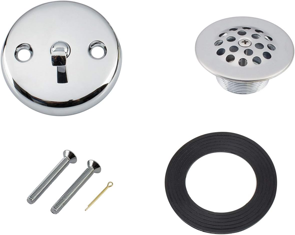 Artiwell Trip Lever Tub Trim Kit Set With Trip Lever Overflow Face Plate, Trip Lever Bathtub Drain with Strainer, Overflow and Matching Screws (CHROME PLATED)
