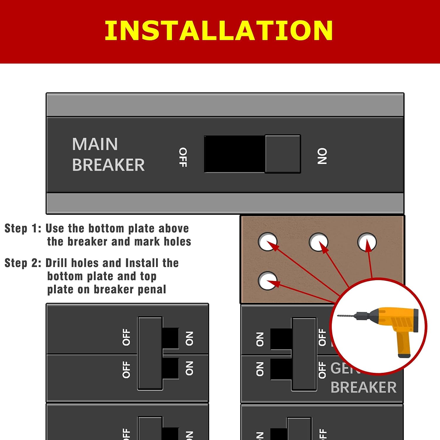 Generator Interlock Kit Compatible with Square D QO HOM 150 or 200 amp panels. 1 3/8 Inch Spacing between main and branch breaker, update versioner, Professional and Interlock Kit, new version - Image 4