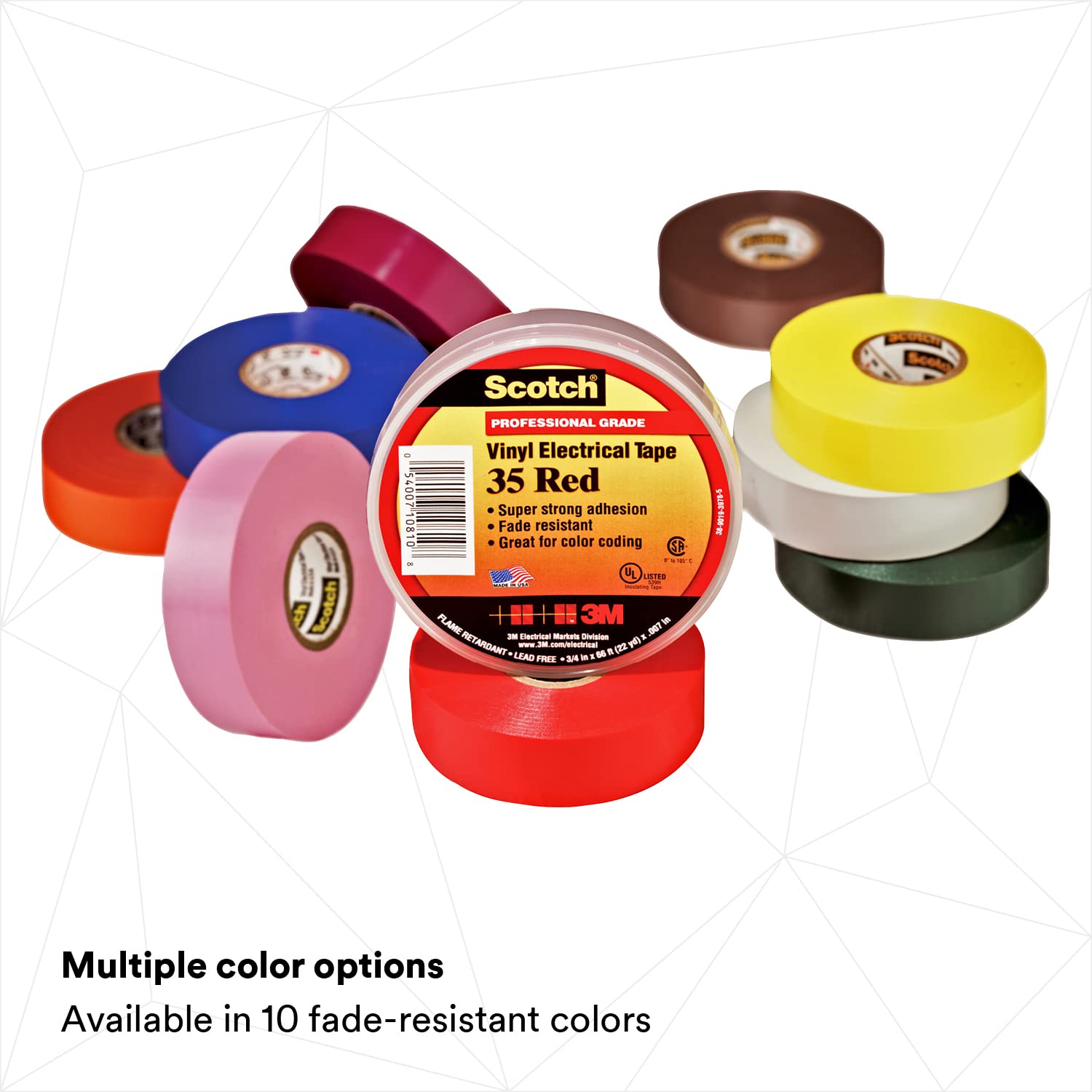 Scotch Vinyl Color-Coding Electrical Tape 35, Green Color, Professional Grade, Non Corrosive, Rubber-Based Adhesive, 3/4 in x 66 ft - Image 6