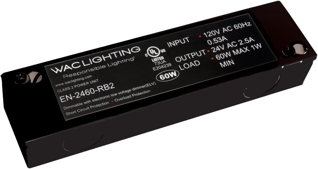 WAC Lighting EN-24100-RB2 120V Input 24V Output 100W Remote Enclosed Electronic Transformer, Black