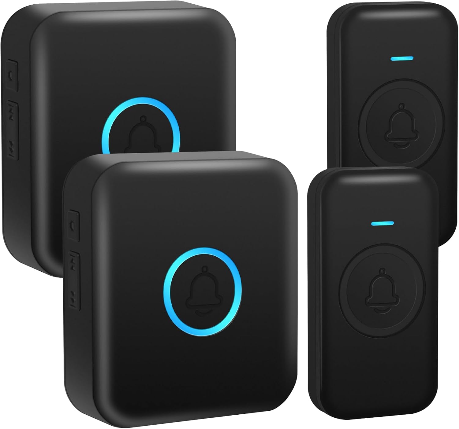 Wireless Doorbell, Waterproof Door Bell with 60 Chimes 5 Levels Volume and LED Flash 1000ft Range 2 plug in Receivers + 2 Push Buttons Wireless Doorbells for Home Classroom,Easy Installation