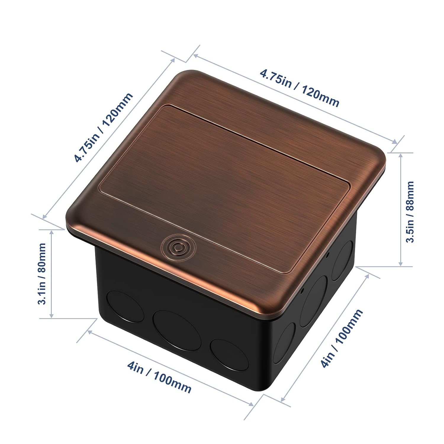 KYHSHJ 4.8A USB Chargers Pop Up Floor Waterproof Electrical Outlet Receptacle Stainless Steel Box, (Bronze) - Image 5