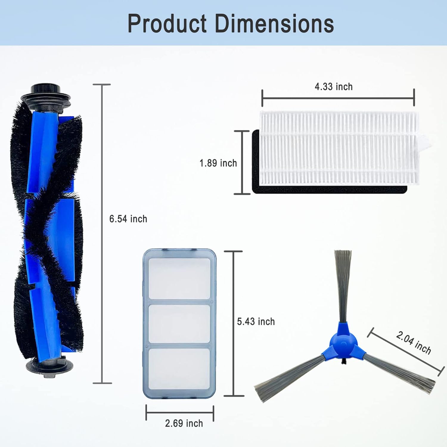 RoboVac 11S Replacement Part Compatible for Eufy RoboVac 11S, 15C, 30, 30C, 12, 35C, 25C, 15T Robotic Vacuums, 3 Rolling Brushes, 12 Filter Sets, 12 Side Brushes, 1 Rolling Brush Guard, 2 Pre Filters - Image 4