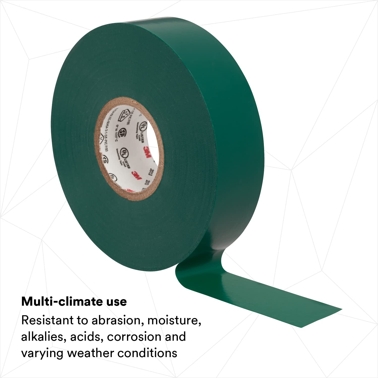 Scotch Vinyl Color-Coding Electrical Tape 35, Green Color, Professional Grade, Non Corrosive, Rubber-Based Adhesive, 3/4 in x 66 ft - Image 3