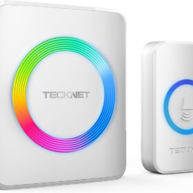 TECKNET Wireless Doorbell, 0-120dB Door Bell, 1300 ft Wireless Range, IP65 Waterproof Classroom Doorbell, 60 Chimes & 5 Volume Levels, RGB Light for Hearing Impaired