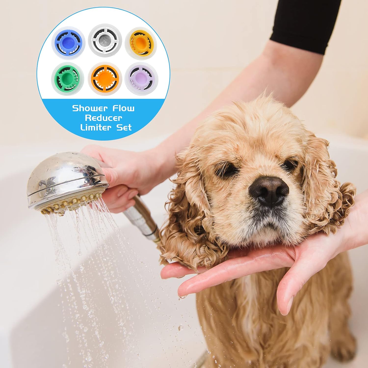 Honoson 7 Shower Flow Reducer Limiter Set Water Flow Saver Adapter Set Flow Reducer Limiter 1/2 Inch Flow Restrictor Control Valve for Fixed Shower Head Handheld Shower 1.2/1.5/1.8/2/ 2.2/2.5 GPM - Image 5