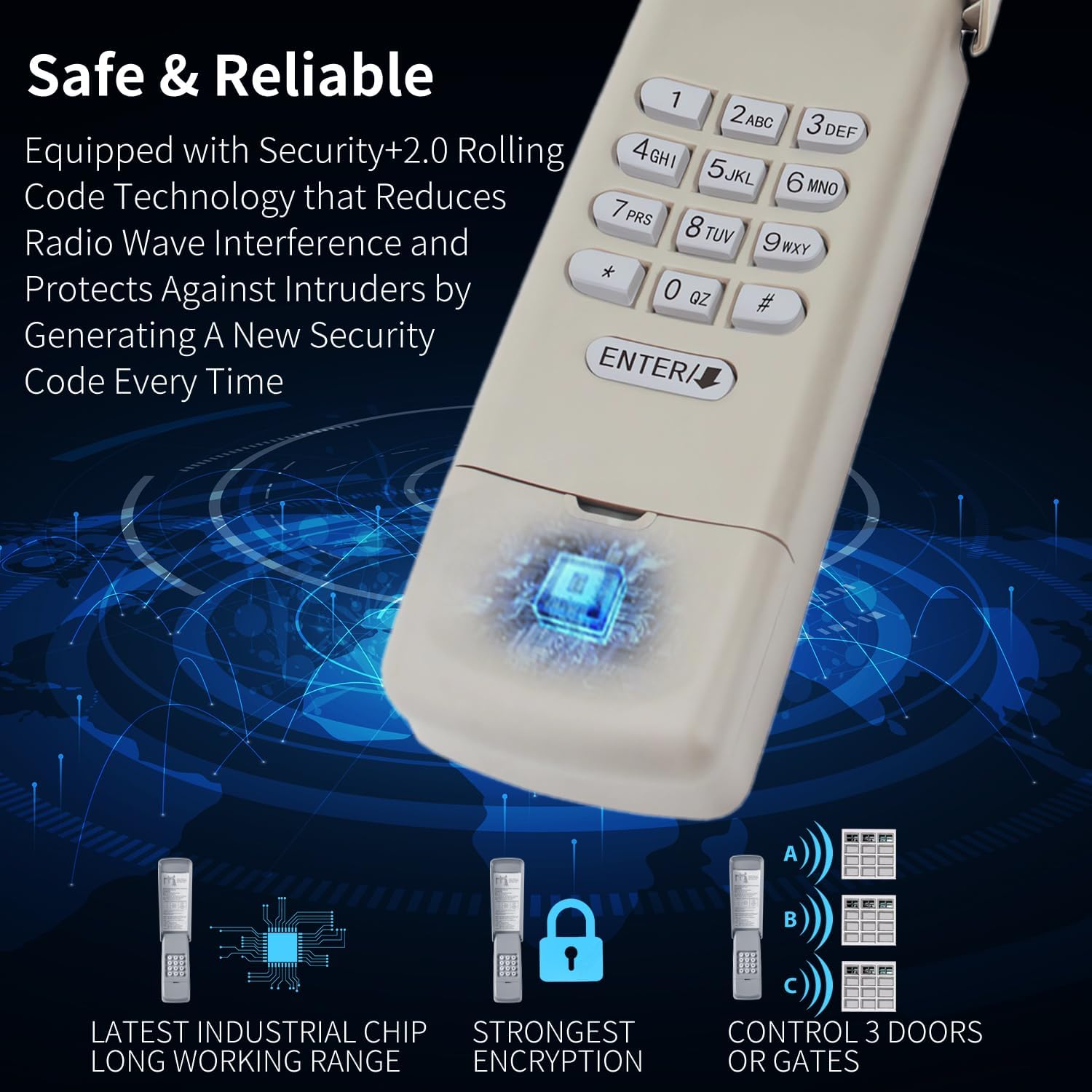 Garage Door Opener Keypad for Liftmaster Chamberlain Craftsman Openers with Learn Button, Replaces 877MAX G940EV-P2 878MAX 377LM 977LM 877LM 66LM, Wireless Keyless Entry Outside Remote - Image 6
