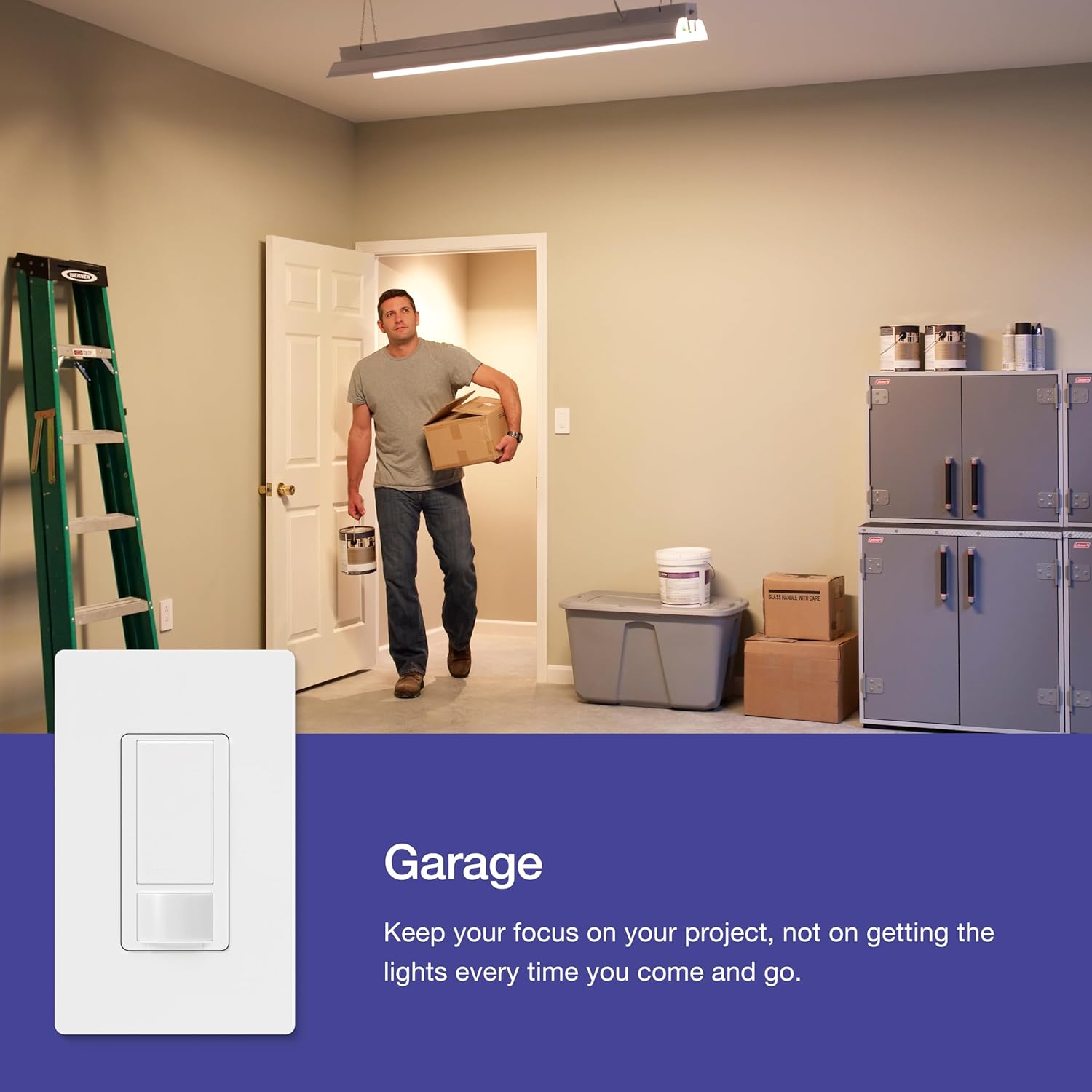 Lutron MS-OPS5M-WH Maestro Motion Switch for Bathroom, Garage, Laundry Room, and Closet, for Any Light Bulbs, Occupancy and Vacancy Sensor, Single-Pole Only, No Neutral Required, 1 pack, White - Image 5