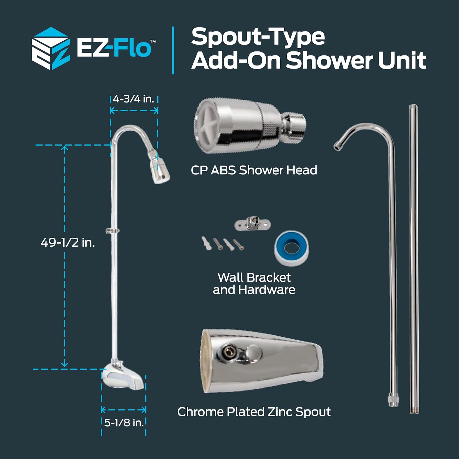 EZ-FLO Spout-Type Add-On Shower Unit, Chrome, 11120 - Image 6