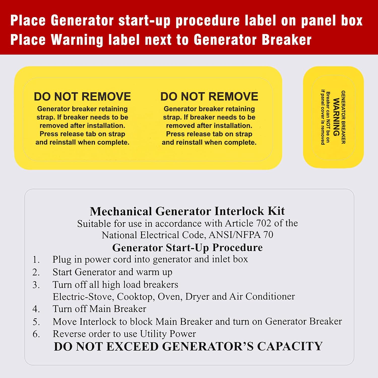 Generator Interlock Kit Compatible with Square D QO HOM 150 or 200 amp panels. 1 3/8 Inch Spacing between main and branch breaker, update versioner, Professional and Interlock Kit, new version - Image 6