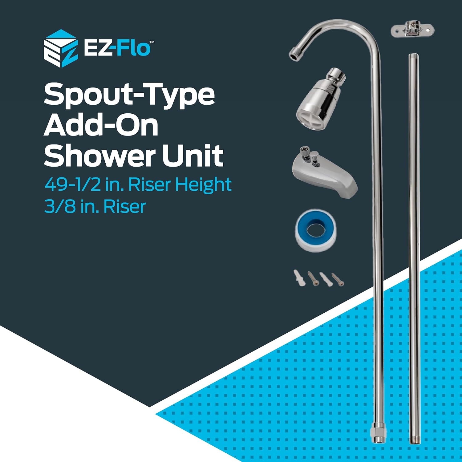 EZ-FLO Spout-Type Add-On Shower Unit, Chrome, 11120 - Image 2