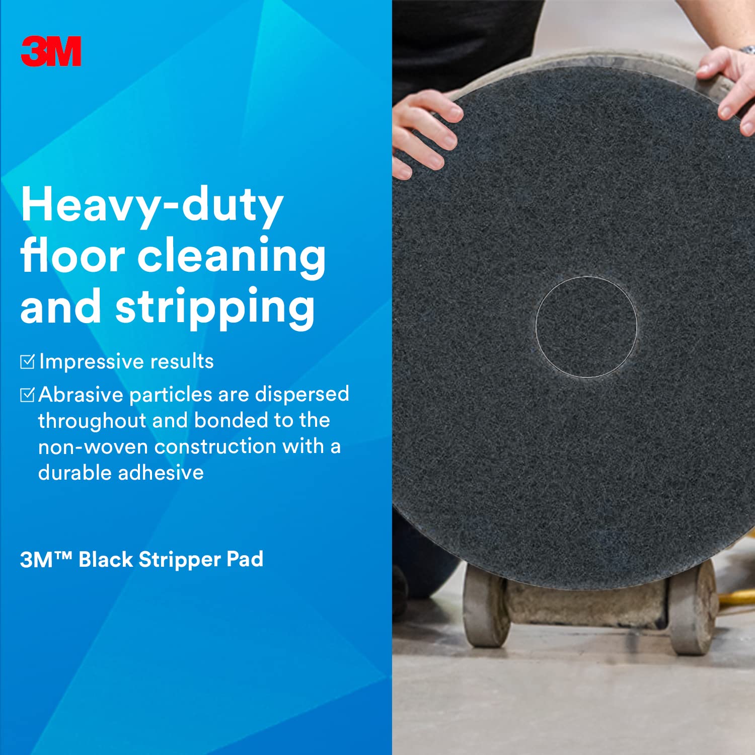 3M Black Stripper Pad 7200, 17 in, 5/Case - Image 3