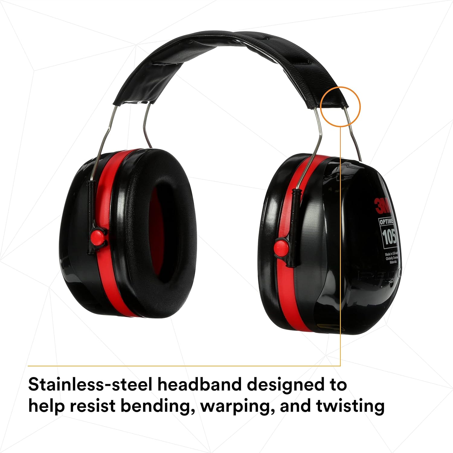 3M H10A Peltor Optime 105 Over the Head Earmuff, Ear Protectors, Hearing Protection, NRR 30 dB,Black, Red - Image 4