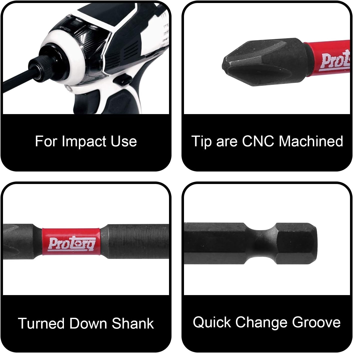 Long Impact Bit Set W/clip, 2 Phillips, 2 Square, T25 TORX, 6-Inch Length, 6-Piece,Industrial Strength, 1/4 - Image 4