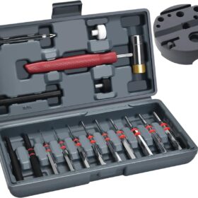 Pin Punch Set, Steel Roll Pin Punch Set, Punch Tool, Pin Punches with Replaceable Face Hammer, Made of Solid Material, Mechanical Repair Tool with Bench Block
