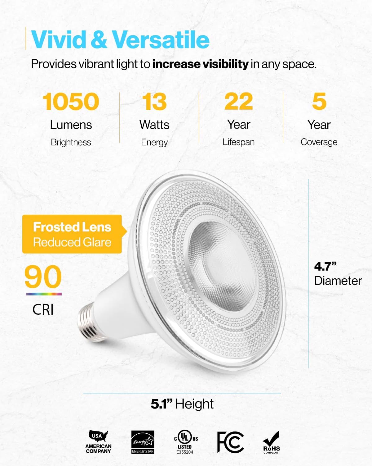 Sunco 6 Pack Outdoor LED Flood Home Patio Driveway Light, Waterproof PAR38 LED Bulb, CRI90, 4000K Cool White,1050 Lumens, 100W Equivalent 13W, Dimmable, Wet-Rated, E26 Base UL - Image 4