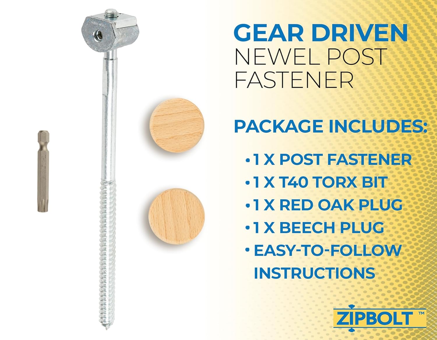 Zipbolt 14.110 Super UT Newel Post Fastener ? Quick and Easy Wrench-Free Installation of Staircase Newel Posts, Anchors Post Directly to Wood or Concrete Floor ? 1 Pack - Image 3