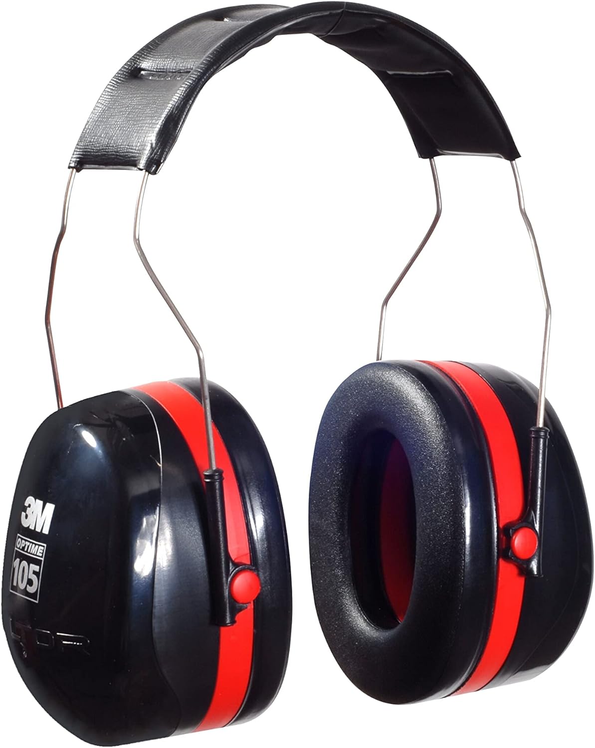 3M H10A Peltor Optime 105 Over the Head Earmuff, Ear Protectors, Hearing Protection, NRR 30 dB,Black, Red