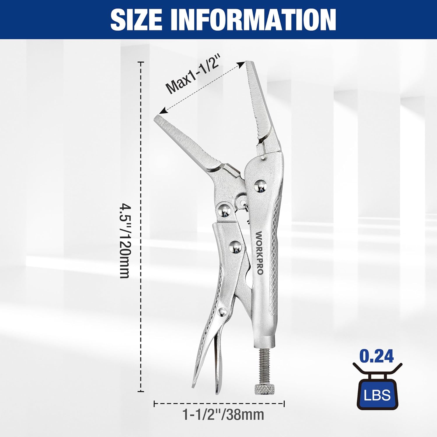 WORKPRO 4-1/2 inch Long Nose Locking Pliers, Chromium-Vanadium Steel Locking Pliers, Locking Adjustable Vise Grips for Clamping Twisting Welding - Image 4