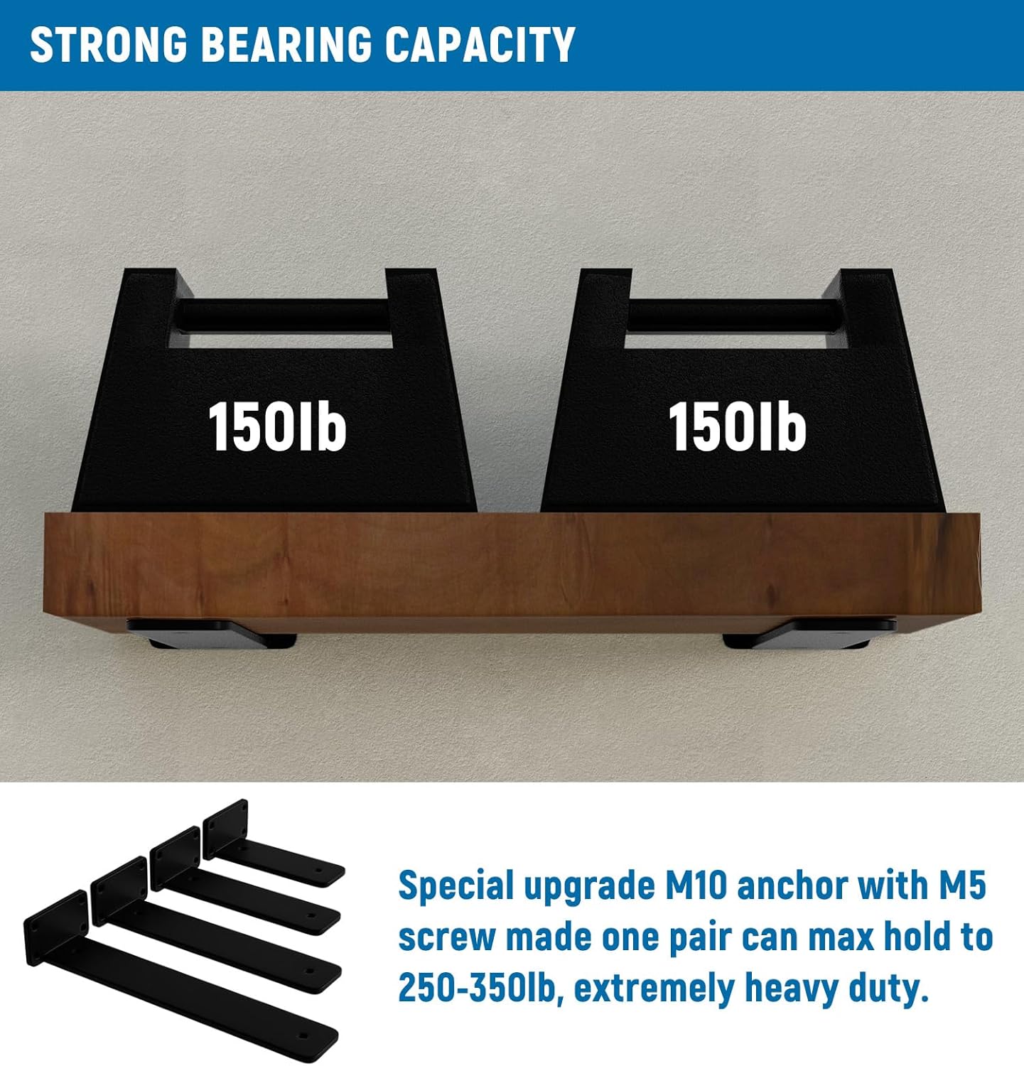 LEOPO 10 inch 6 Pack Floating Shelf Bracket, 1/5? Thick Heavy Duty Rustic Industrial Shelf Bracket, Floating Hidden Metal Shelf Bracket - Image 5