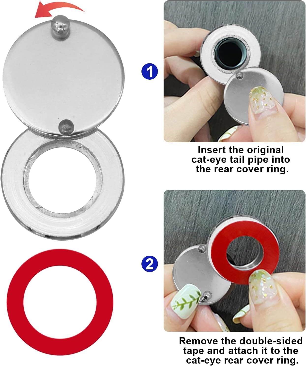 2 Set Peephole Cover, Peep Hole Covers for Peep Holes for Door Viewers, Home Security Peephole Protector Us House, Family, with Matching Self-Adhesive Installation Tools, Simple and Fast(Silver) - Image 3