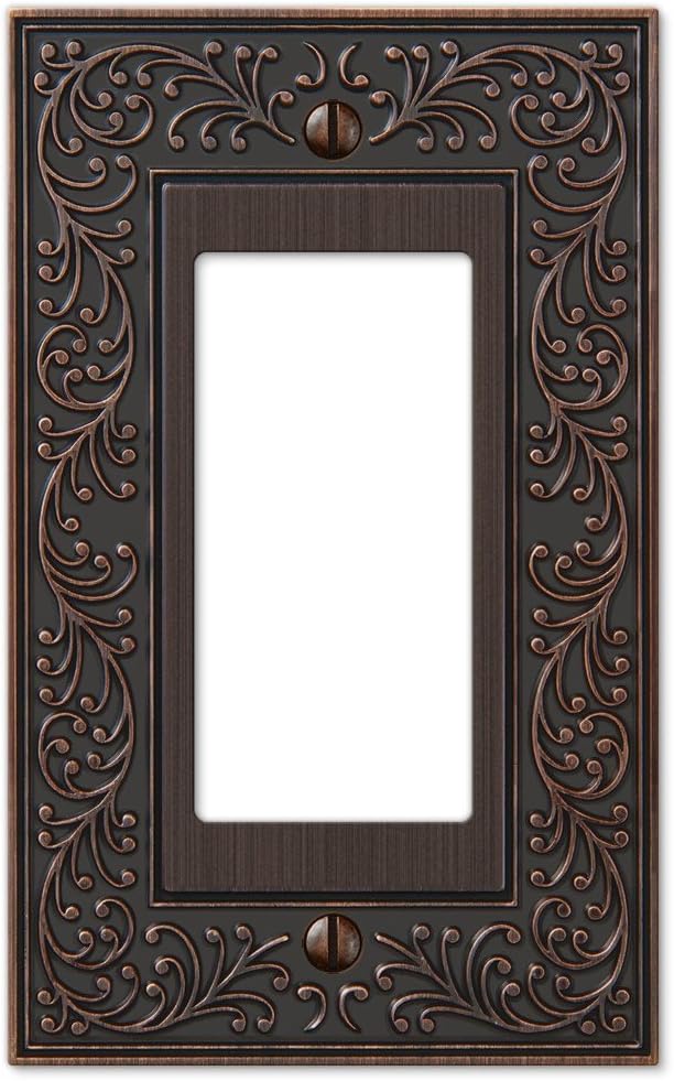 Amerelle 43RVB English Garden Wallplate, 1 Rocker, Aged Bronze
