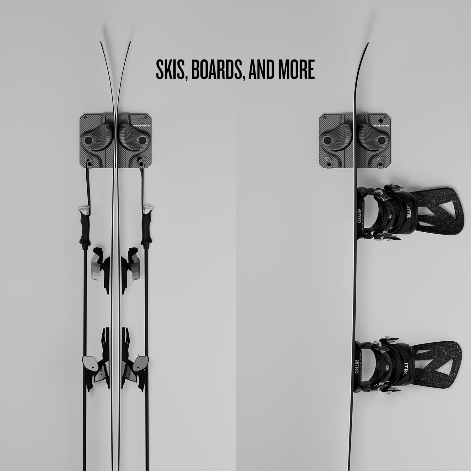 Ultimate Wall Storage Rack for Skis and Snowboards | Damage-Free Storage | Fits Any Ski or Snowboard | (Carbon, 1) - Image 2