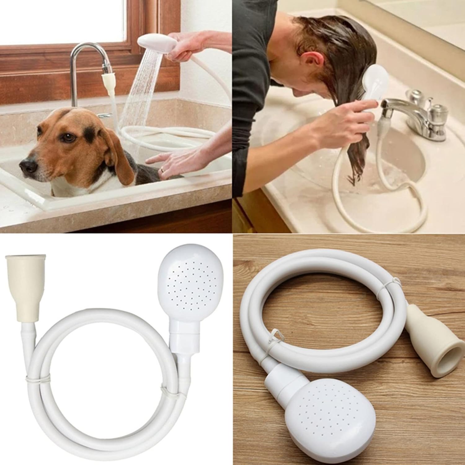 Dog Shower Attachment, Pet Shower Hose with Shower Head, Portable Hand Held Sink Faucet Sprayer Attachment, Bathing Hose Shower Set for Laundry Bathroom Kitchen(White) - Image 5