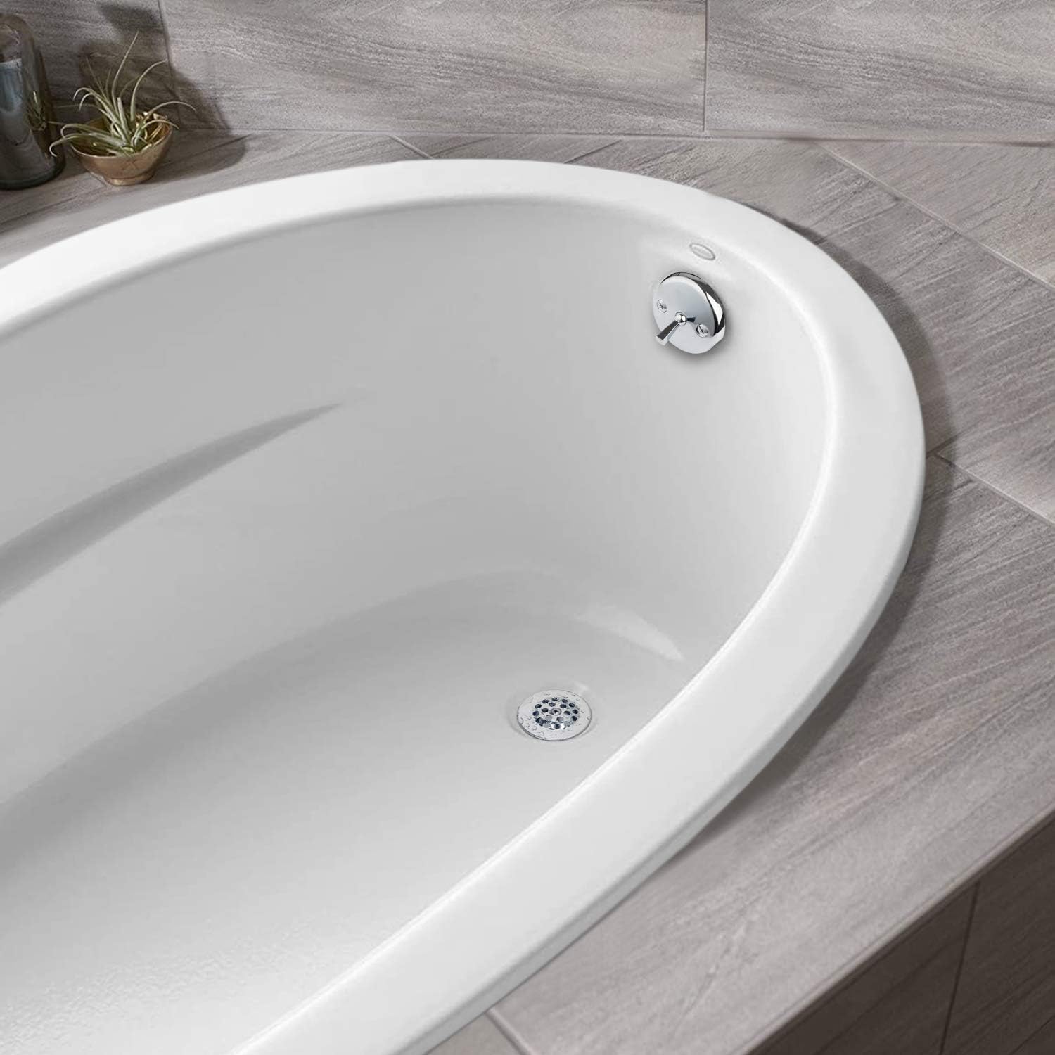 Artiwell Trip Lever Tub Trim Kit Set With Trip Lever Overflow Face Plate, Trip Lever Bathtub Drain with Strainer, Overflow and Matching Screws (CHROME PLATED) - Image 2