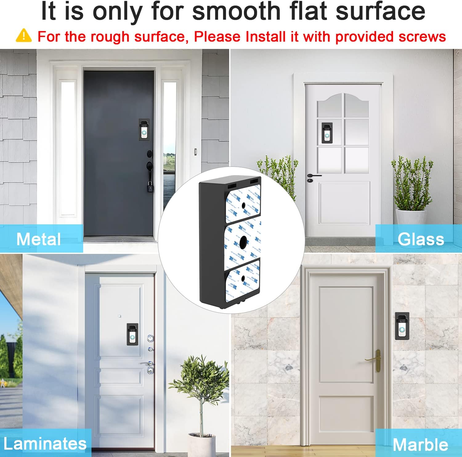 Adhesive Mount Compatible with for Video Doorbell No-Drill Mounting Bracket cover Holder Not Block Doorbell Sensor - Image 2