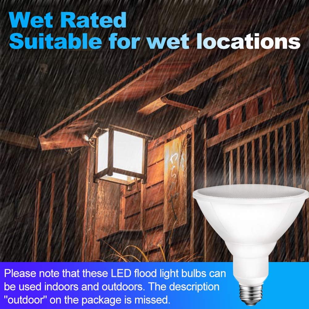 Energetic PAR38 LED Flood Outdoor Light Bulb, 3000K Warm White, 90W Equivalent (11 Watt), 900 Lumens, E26 Base, Non-Dimmable, Wet Rated, UL, 6 Pack - Image 4