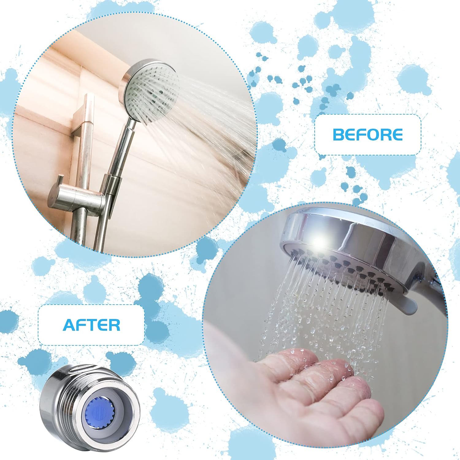 Honoson 7 Shower Flow Reducer Limiter Set Water Flow Saver Adapter Set Flow Reducer Limiter 1/2 Inch Flow Restrictor Control Valve for Fixed Shower Head Handheld Shower 1.2/1.5/1.8/2/ 2.2/2.5 GPM - Image 4