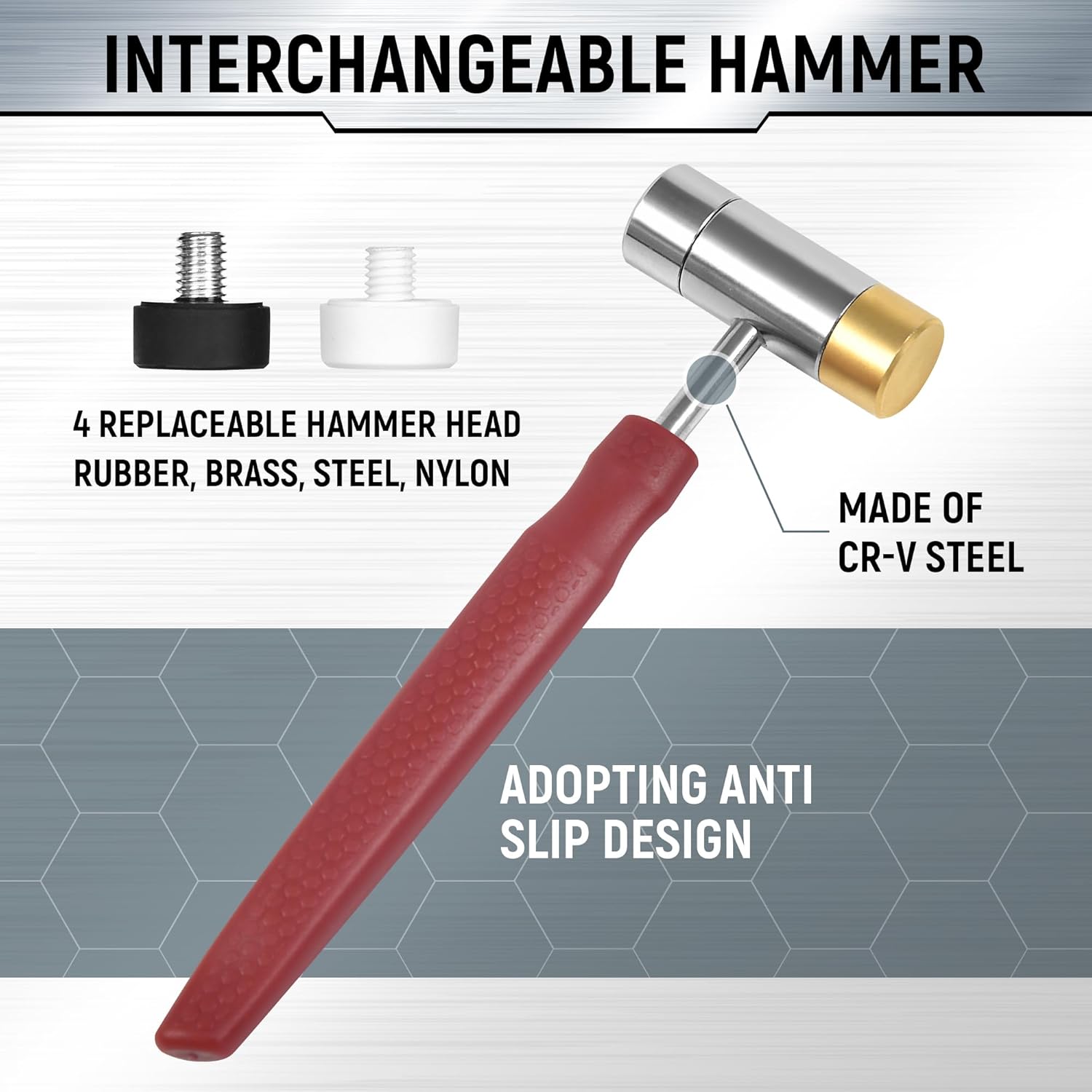 Pin Punch Set, Steel Roll Pin Punch Set, Punch Tool, Pin Punches with Replaceable Face Hammer, Made of Solid Material, Mechanical Repair Tool with Bench Block - Image 4