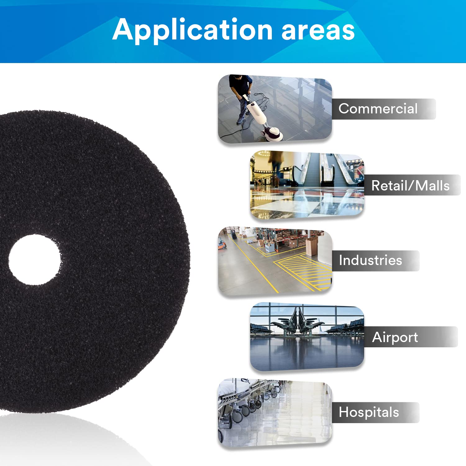 3M Black Stripper Pad 7200, 17 in, 5/Case - Image 6
