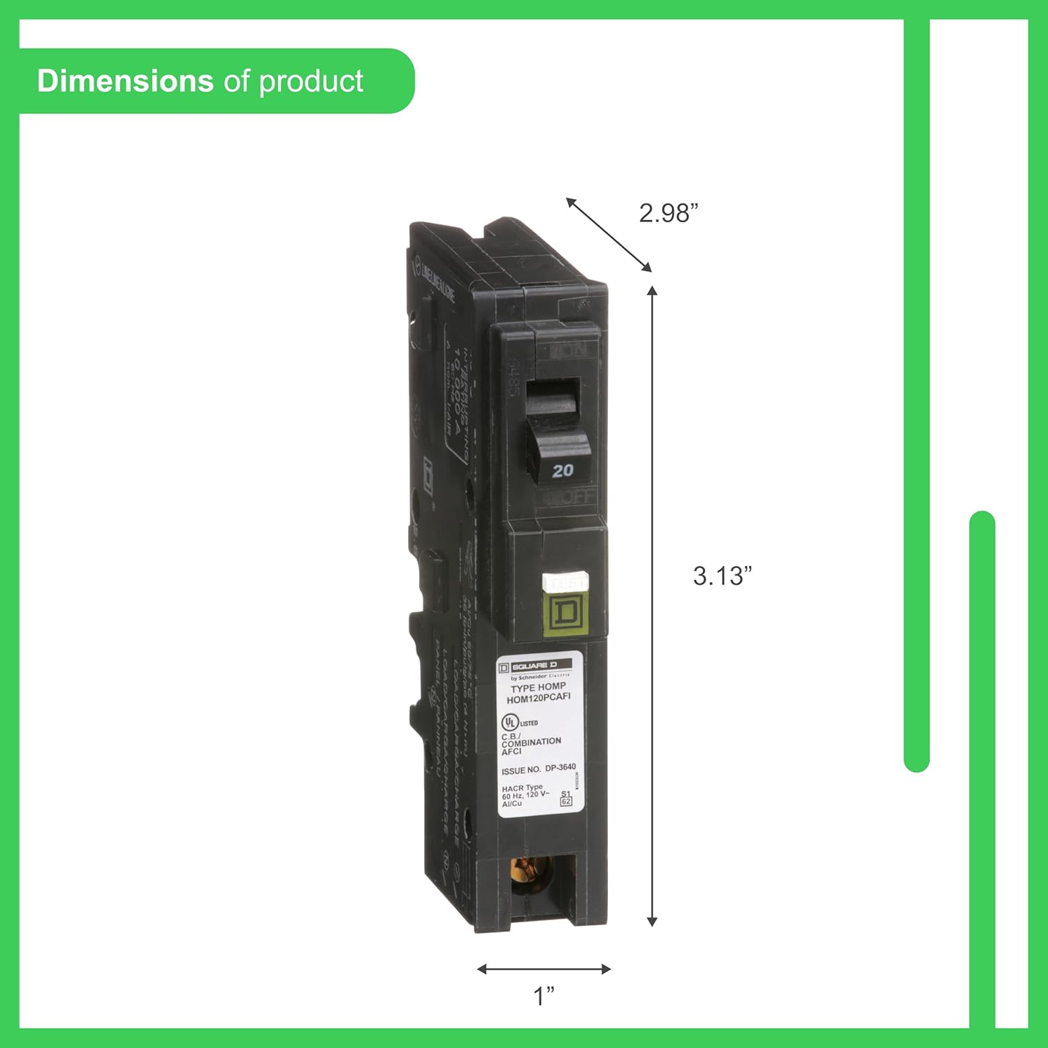 Square D - HOM120PCAFIC Homeline Circuit Breaker, 20-Amp, 120V, 1-Pole CAFCI , Plug-On Neutral - Image 3