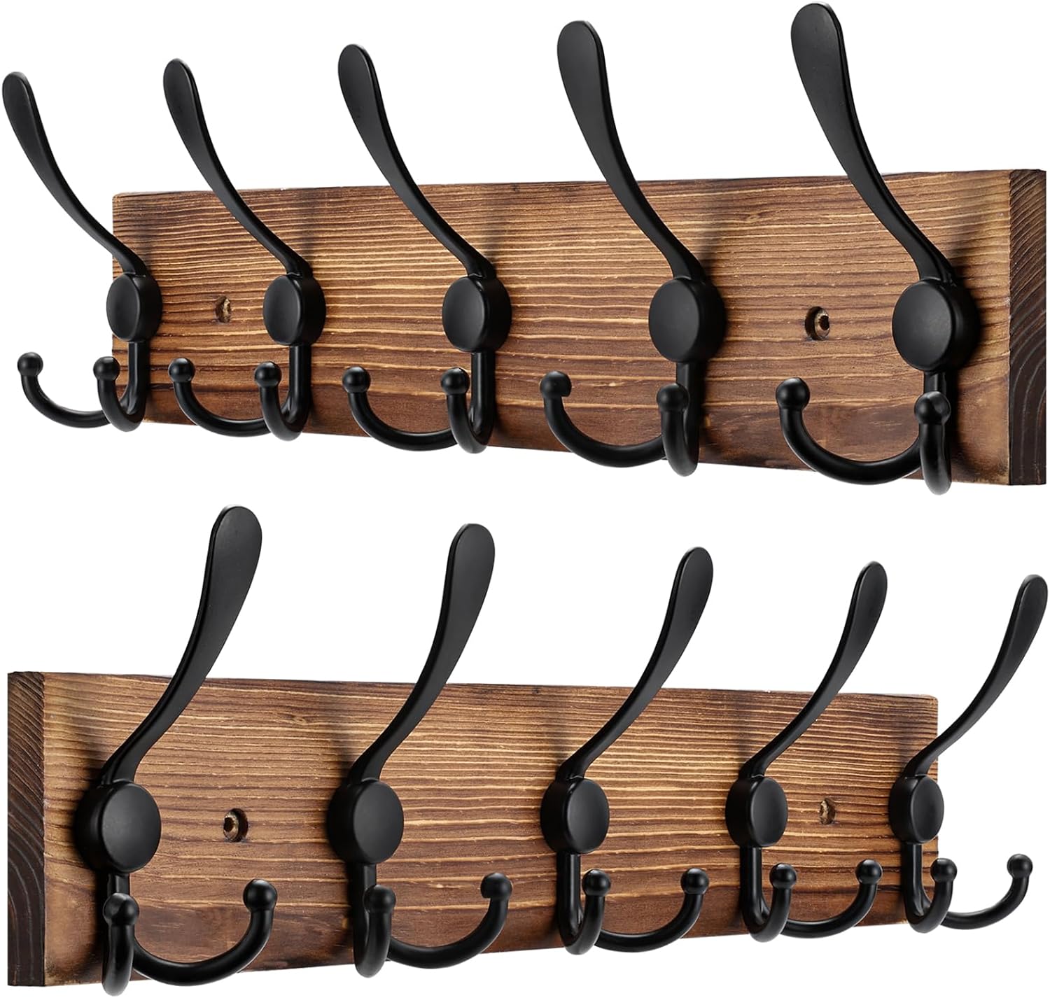2pcs Coat Rack Wall Mount Wooden Hat Rack for Wall Hooks Pine Real Wood Plank 16.9