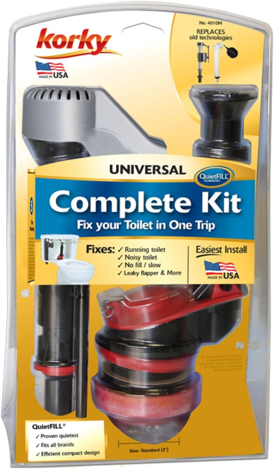 Korky Standard 2-inch Complete Toilet Repair Kit, Fixes: Running, Noisy, No/Slow Refill, and No/Weak Flush Toilets, Easy to Install, 4010MP - Image 3