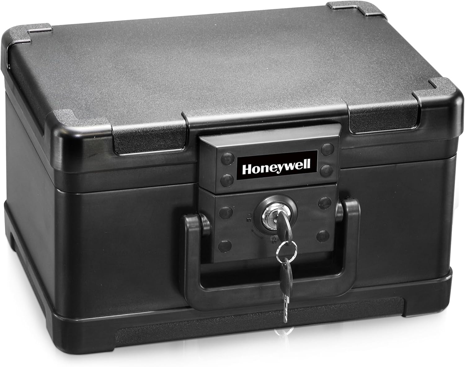 Honeywell Safes & Door Locks - Small Safe Box Chest for Home - Fireproof Safe Holds #10 Envelopes, USB Flash - Strong ABS Plastic - Document, Money Safe with Key Lock System - 0.15 CU, Black - 1101