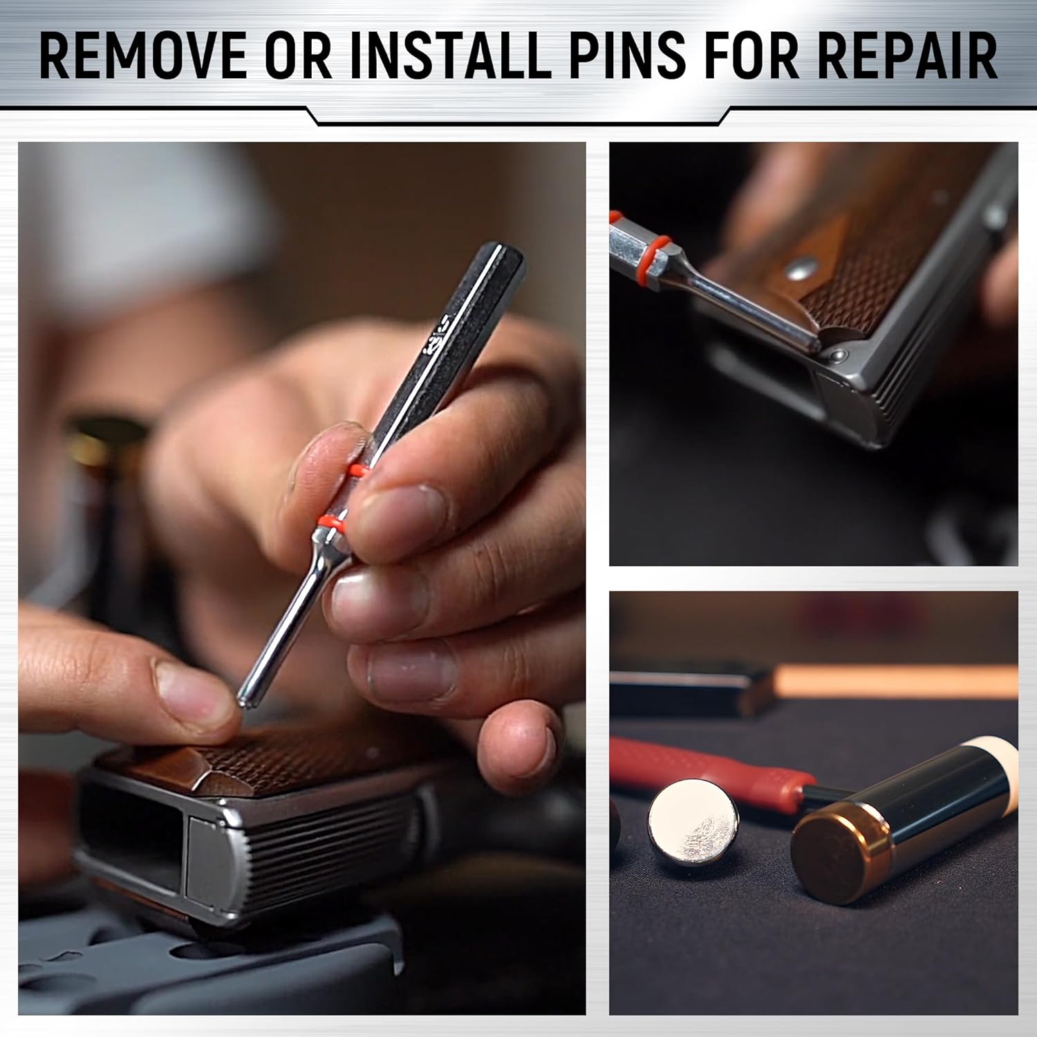 Pin Punch Set, Steel Roll Pin Punch Set, Punch Tool, Pin Punches with Replaceable Face Hammer, Made of Solid Material, Mechanical Repair Tool with Bench Block - Image 5