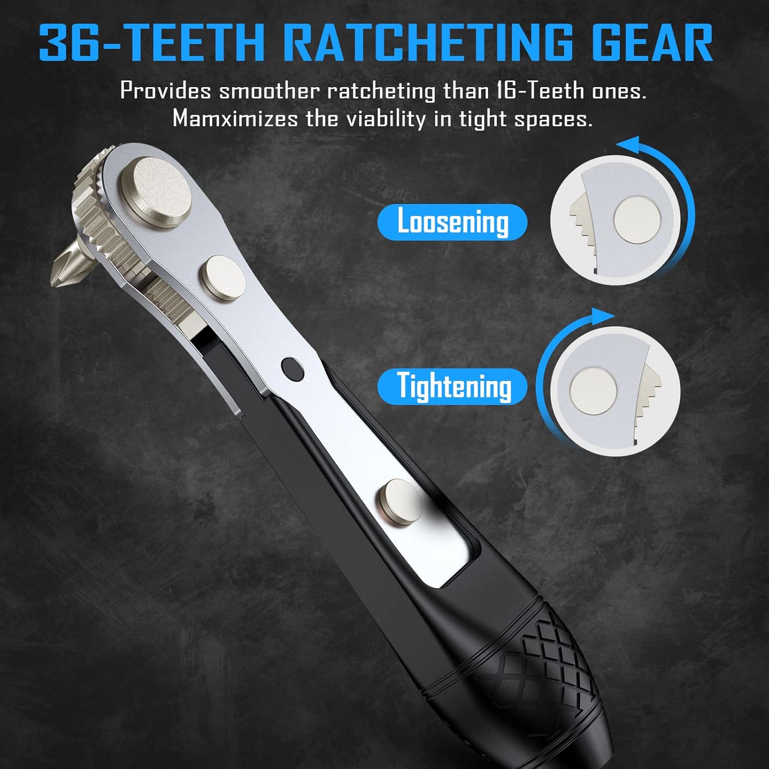 37in1 S2 Steel Mini Ratchet Wrench Screwdriver Bit Set with 1/4 - Image 4