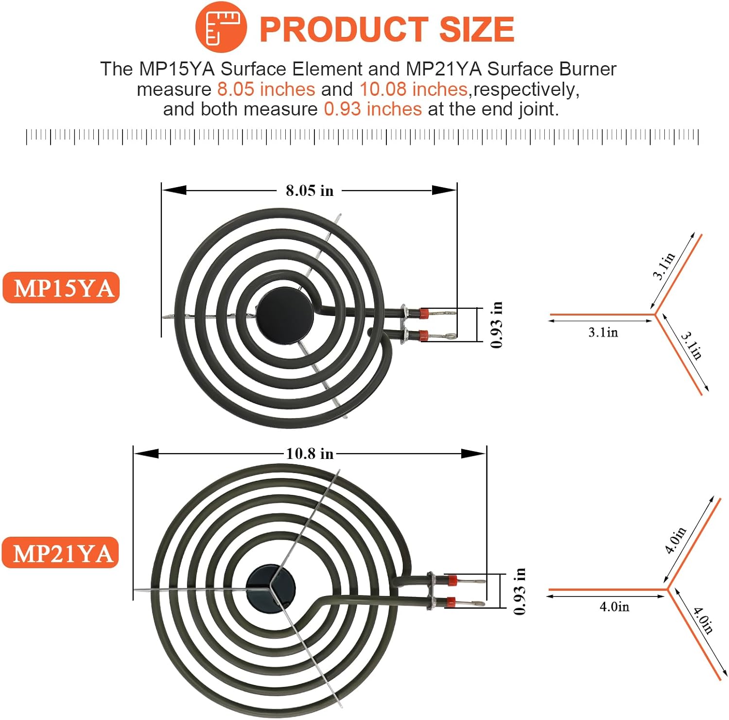 MP22YA Electric Range Burner Element Unit Set by Beaquicy - Replacement for Ken-more Whirlpool May-tag Hardwick Norge Ranges/Stoves - Package Include 2 pcs MP15YA 6 - Image 6