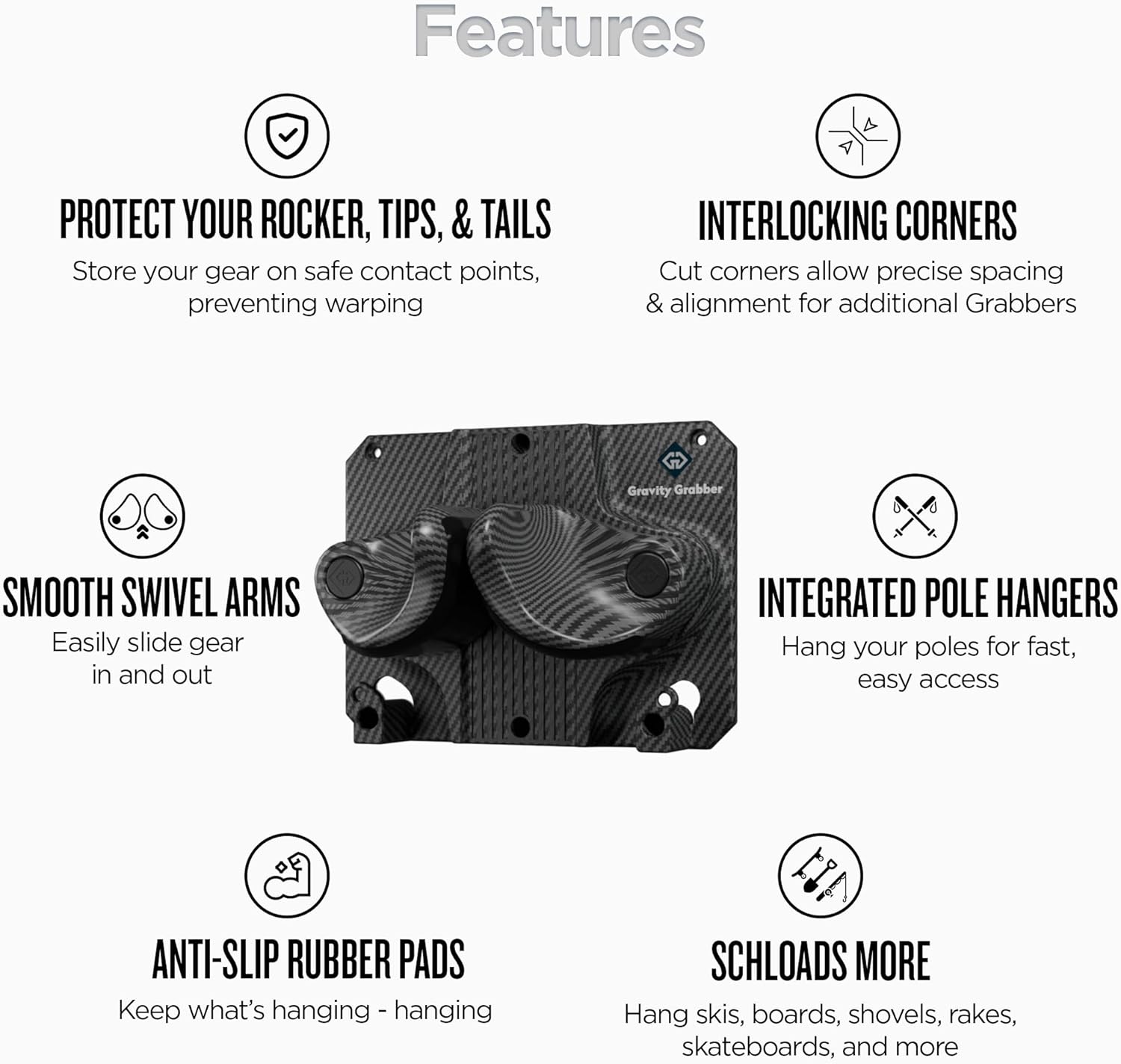 Ultimate Wall Storage Rack for Skis and Snowboards | Damage-Free Storage | Fits Any Ski or Snowboard | (Carbon, 1) - Image 4
