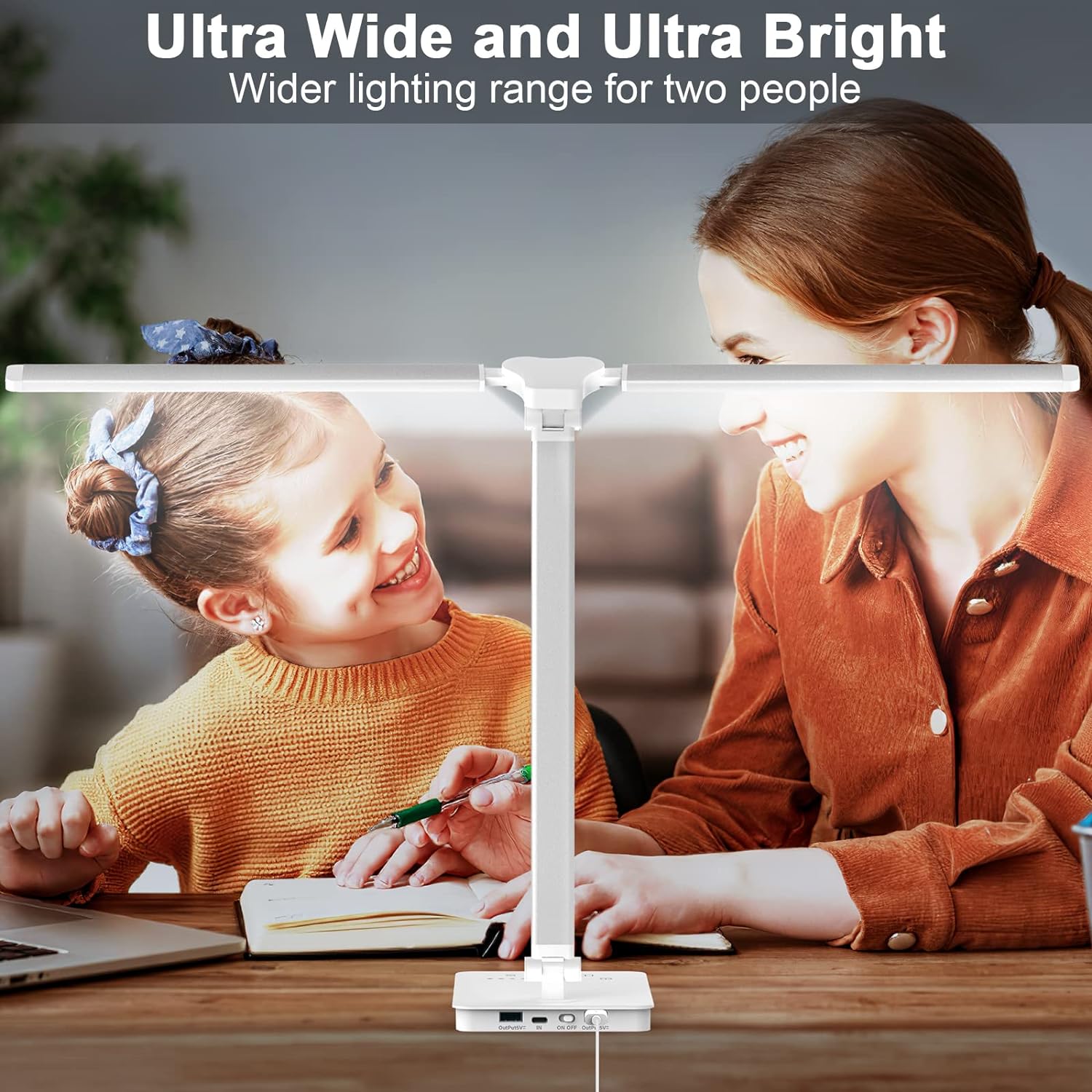 Bright LED Desk Lamp for Home Office - Dual Swing Arm Eye-Caring Architect Task Lamp, Adjustable Foldable Table Lamp, Dimmable Touch Control Desktop Lamp 5 Lighting Modes for Work/Study - Image 3