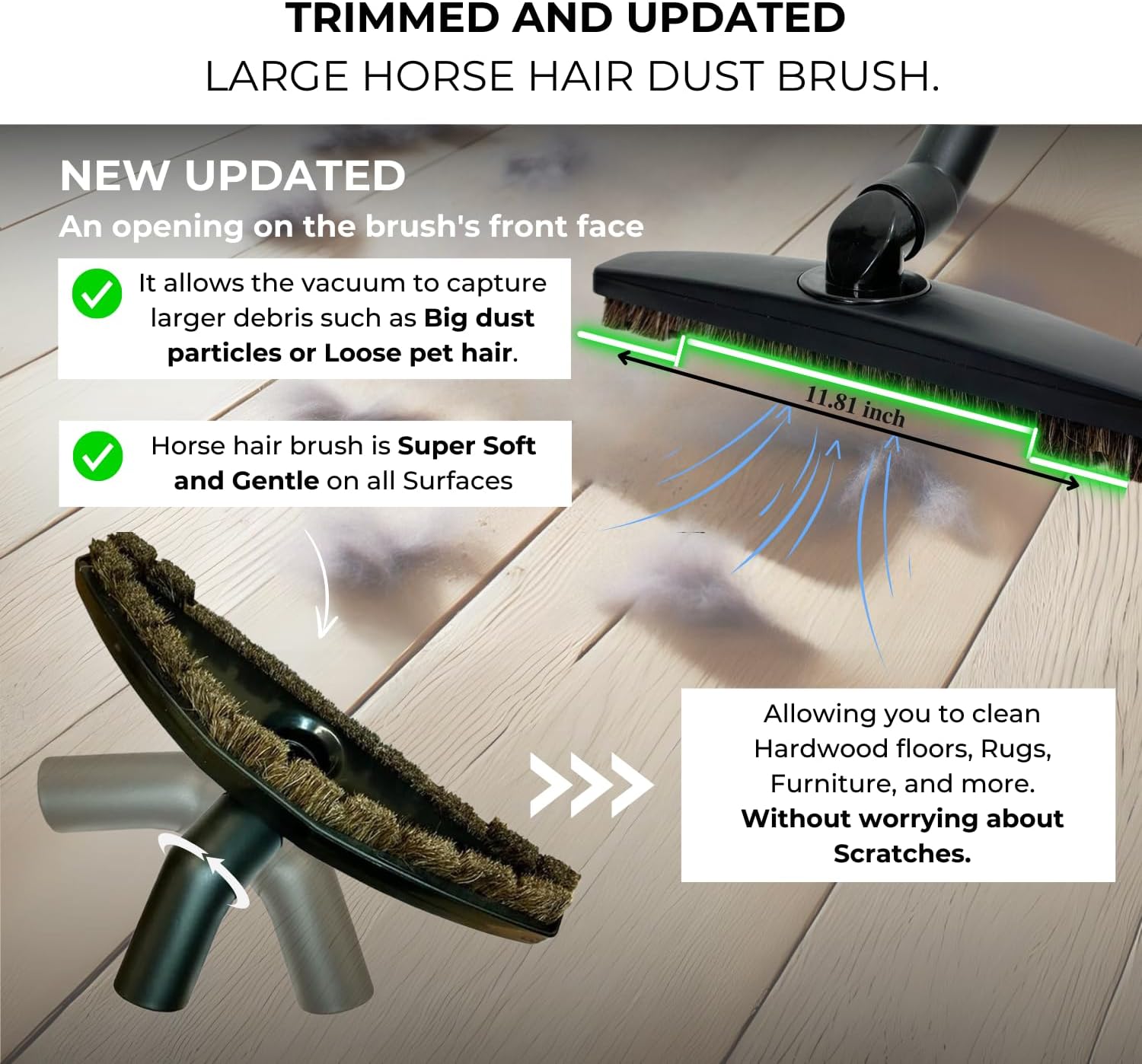 Universal Vacuum Attachments & Brushes Kit - Hardwood Floor Vacuum Brush Head Attachment & Shop-vacs Accessories - Universal Vacuum Hose Adapter Kit & Dryer vent Flexible Crevice Attachment - Image 4