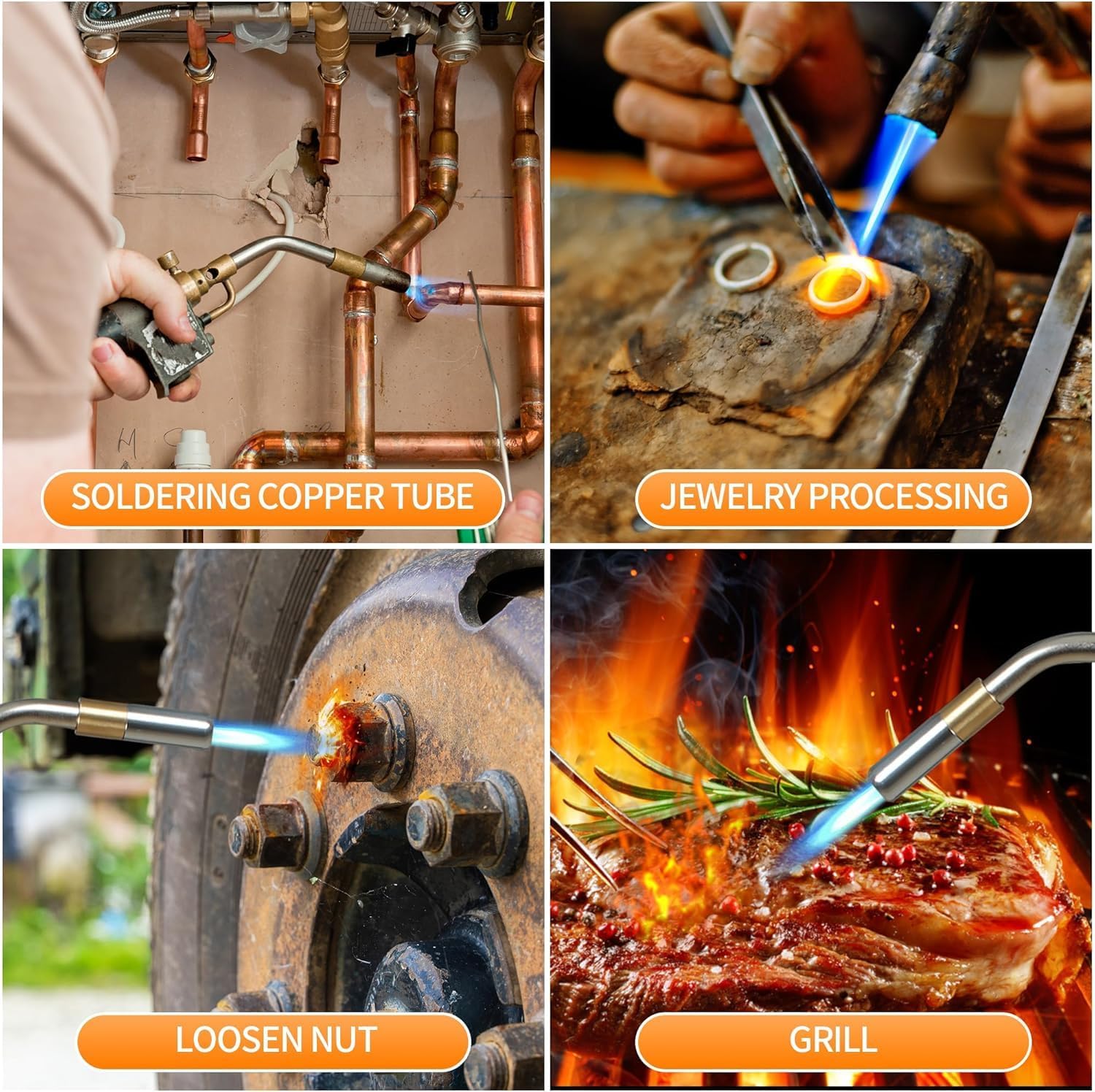 High Intensity Propane Torch Head Fuel by Propane,MAPP,MAP PRO,Turbo Torch Kit,Welding Torch,Trigger Start Mapp Gas Torch Kit with Igniter,Propane torch,Blow Torch(CSA Certified, Fuel Not Included) - Image 6