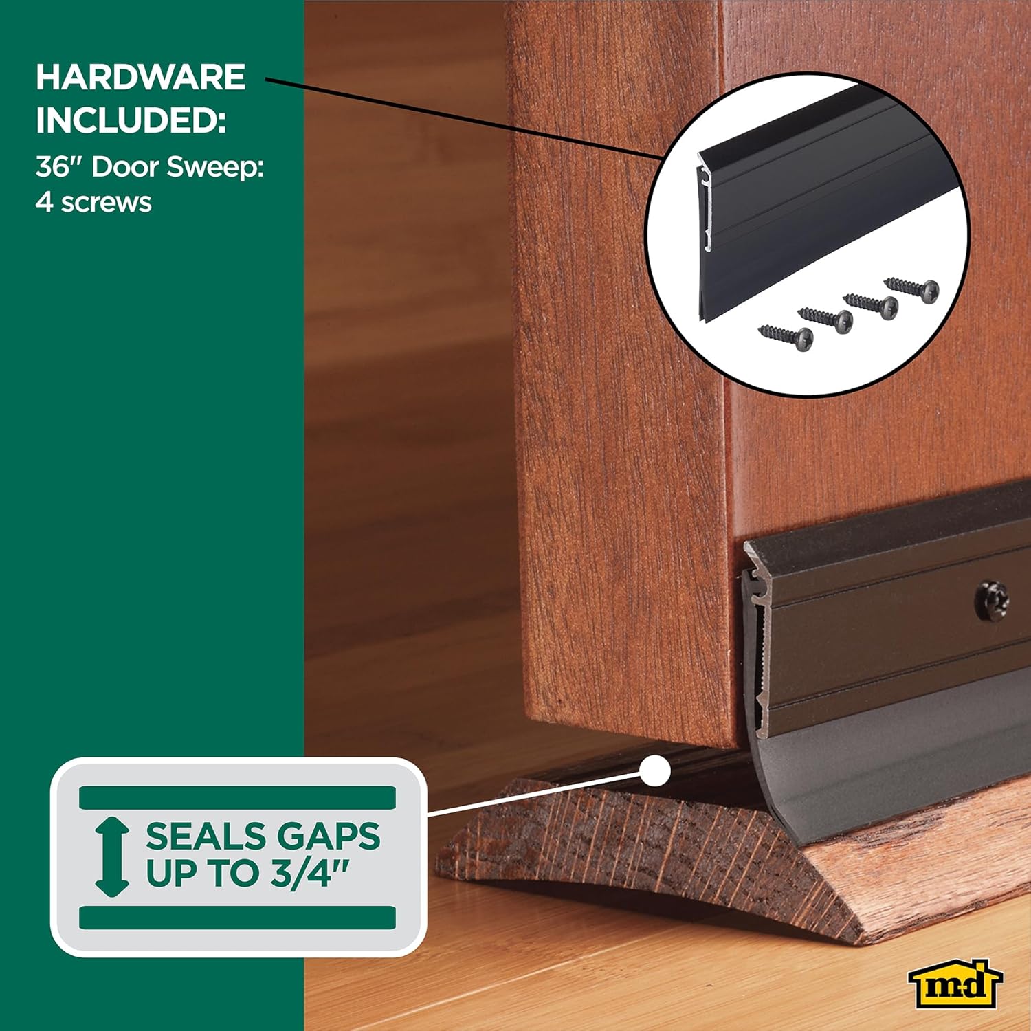 M-D Building Products 05652 All-Season Door Sweep, Heavy Duty Aluminum and Vinyl, Ideal for Residential & Commercial Use, Easy Installation, Ensure Comfort and Save Energy (36 Inch, Bronze) - Image 3