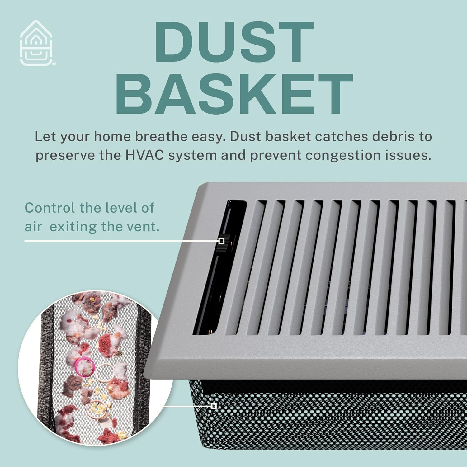 Home Intuition Contemporary Floor Vent Cover 4X10 Inch Floor Register with Mesh Cover Trap Heat and Air Walkable Metal Floor Vent for HVAC Duct, Light Grey - Image 4