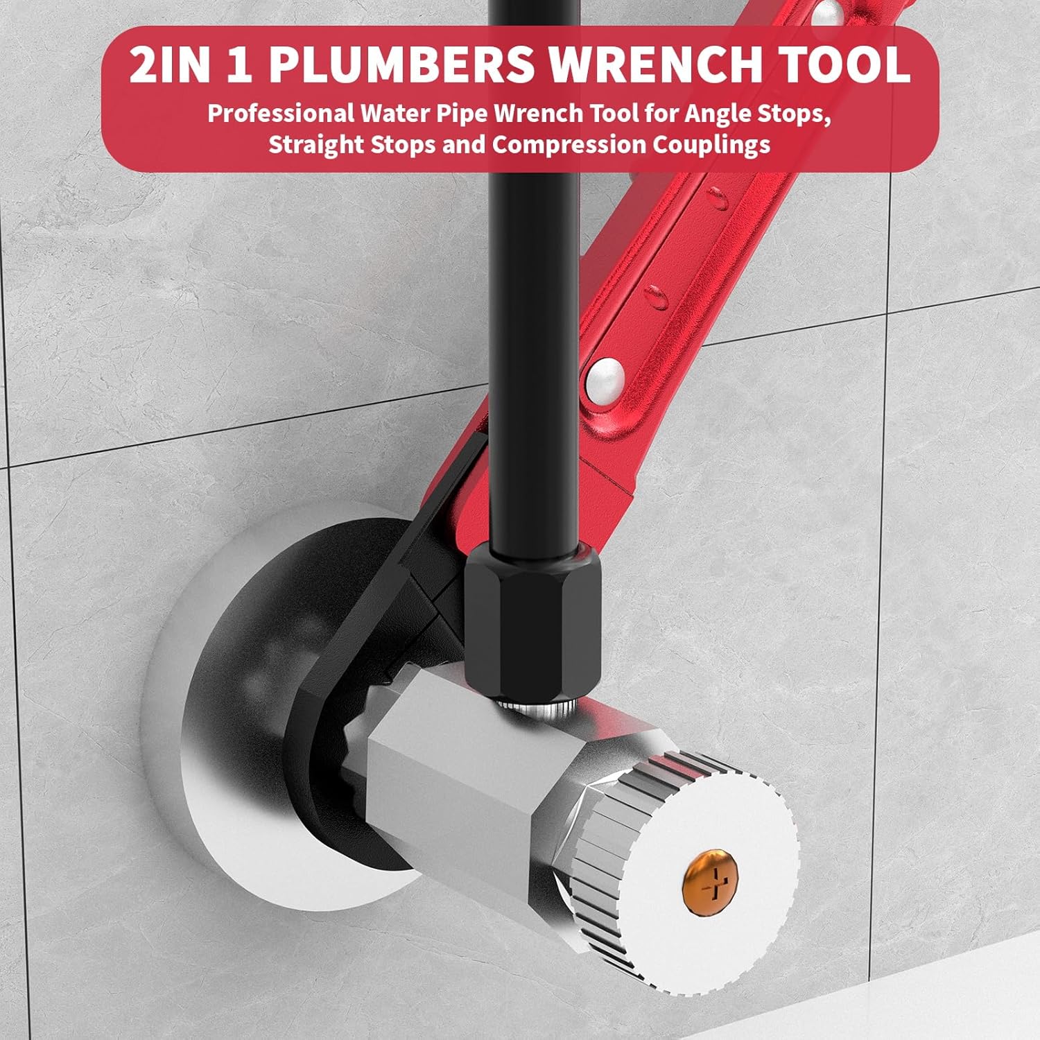 Plumbing Tools, Angle Stop Wrench Angle-On Wrench kit, plumbers wrench Angle Stop Removal Tool for professional plumber Installing New Compression Angle Stop and Removing Compression Ring - Image 2