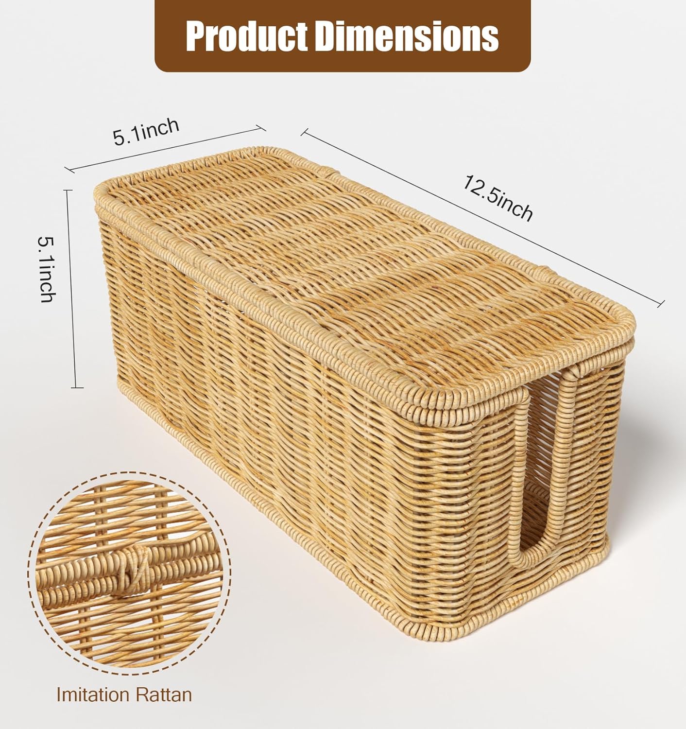 Cable Management Box,Handwoven Imitation Rattan Cord Hider Organizer Box with Lid,2 Open Slots Cable Organizer Box for Tv Computer USB Hub to Hide Power Strips & Cords-12.5 - Image 2