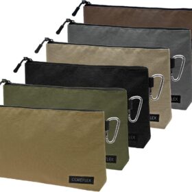 COREFLEX Premium Tool Pouch Zipper Bag, Small Tool Bag, Multipurpose Storage pouch, Heavy duty Flat Bottom Tool bag with YKK Zipper (6 pack Large 12inch)